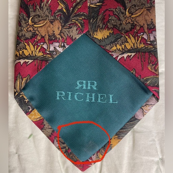 RICHEL Tie Silk Spain made Animal Jungle Print EUC - Picture 7 of 11